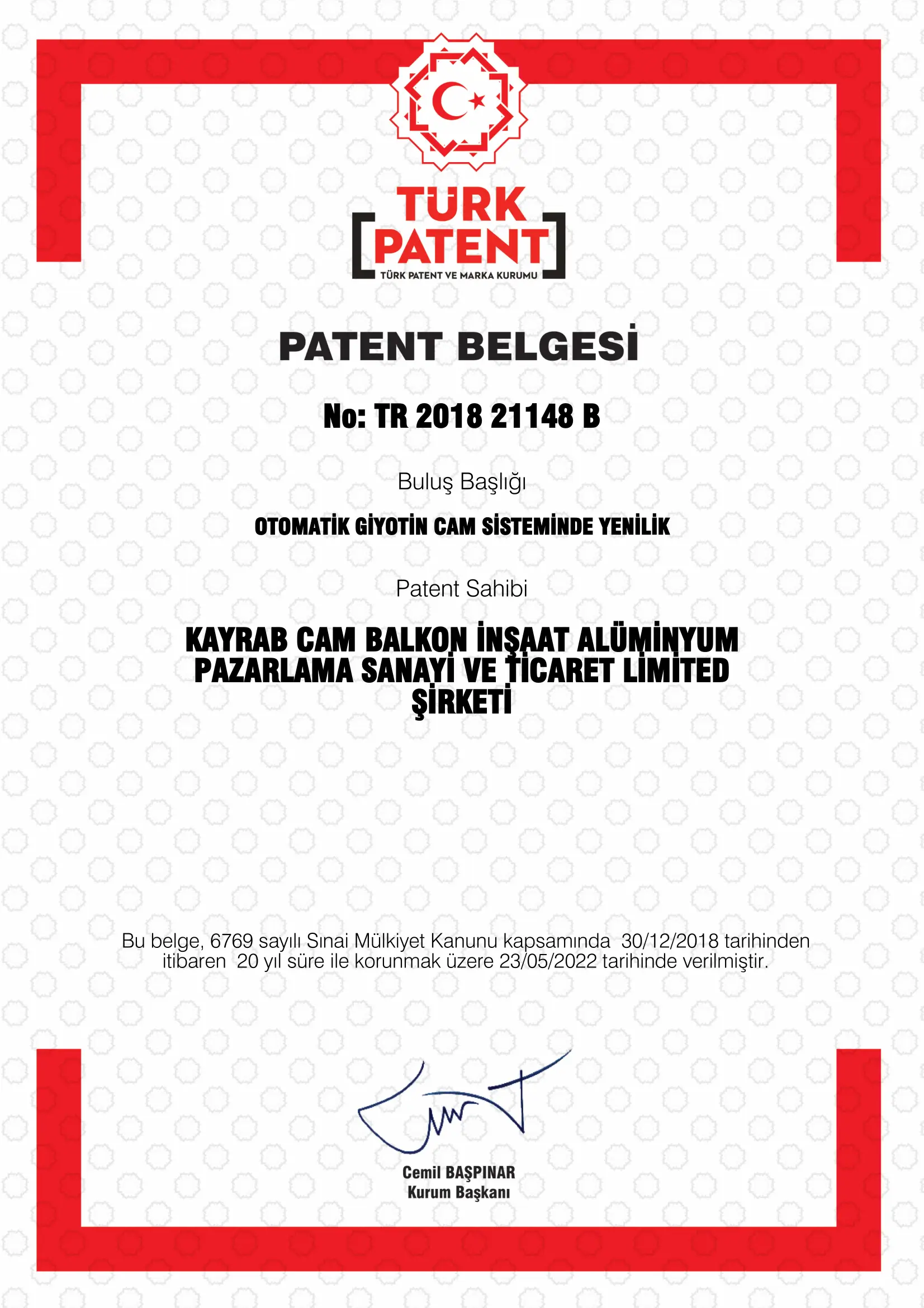 Patent Belgesi